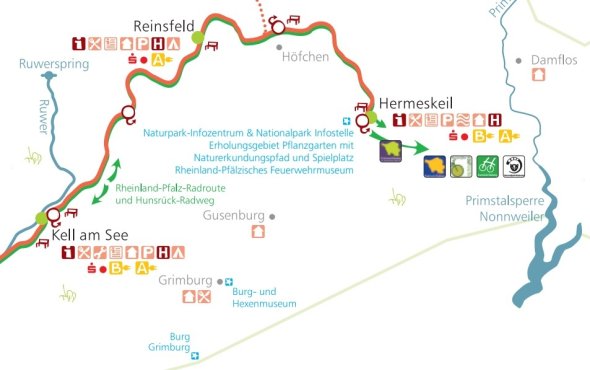 Karte eines Streckenabschnittes des Radweges
