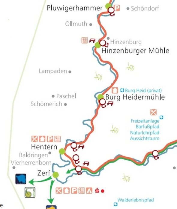 Karte eines Streckenabschnittes des Radweges