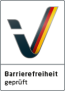Schwarz-rot-goldenes Logo zur Barrierefreiheit