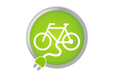 grünes Infoschild für Fahrrad Aufladestation